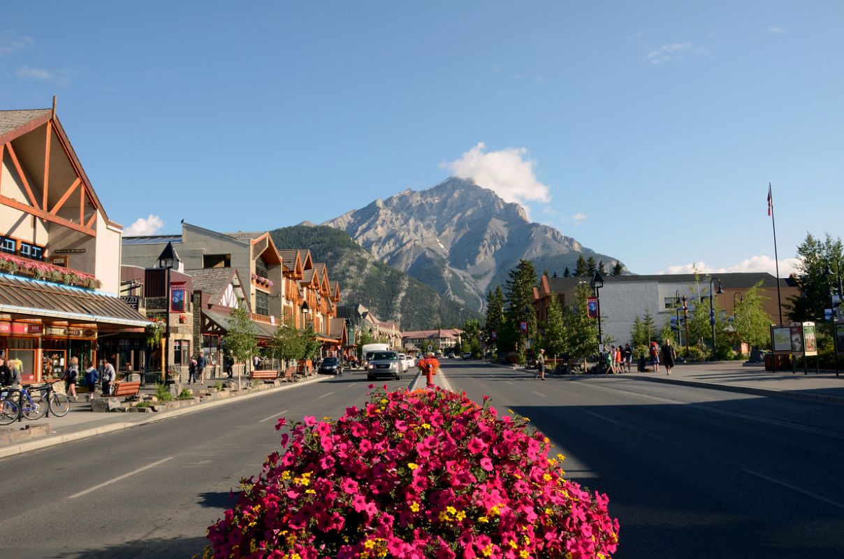 08 Looking Down Banff Avenue With Cascade Mountain Behind In Summer